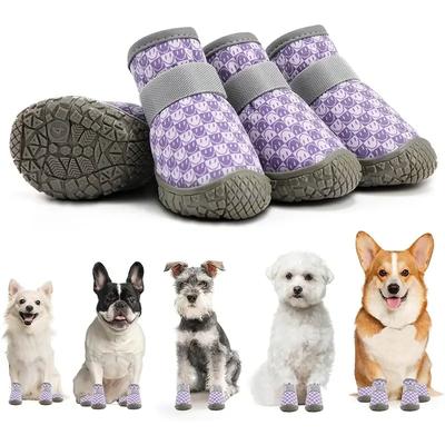 4 Stück/Set Hundeschuhe für kleine Hunde Atmungsaktive Hundeschuhe für heiße Straßen Rutschfeste mittelgroße Hundestiefel für Hartholzböden Seeblau