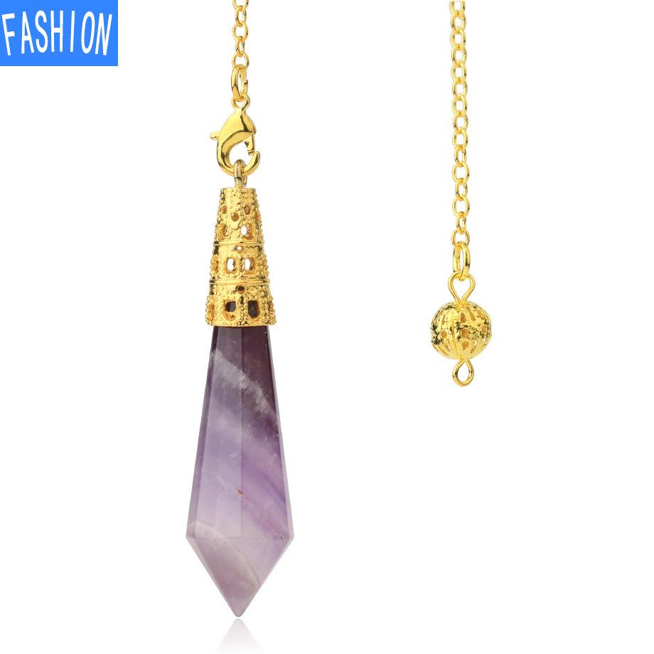 Vícebarevný přírodní krystalový kámen Lingdang přívěsek kužel pozlacený bronzem