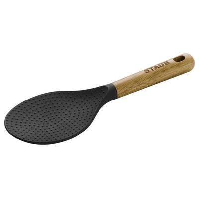 Rice Spoon - STAUB Utensils - 22 Cm - Black Silicone - Acacia Wood