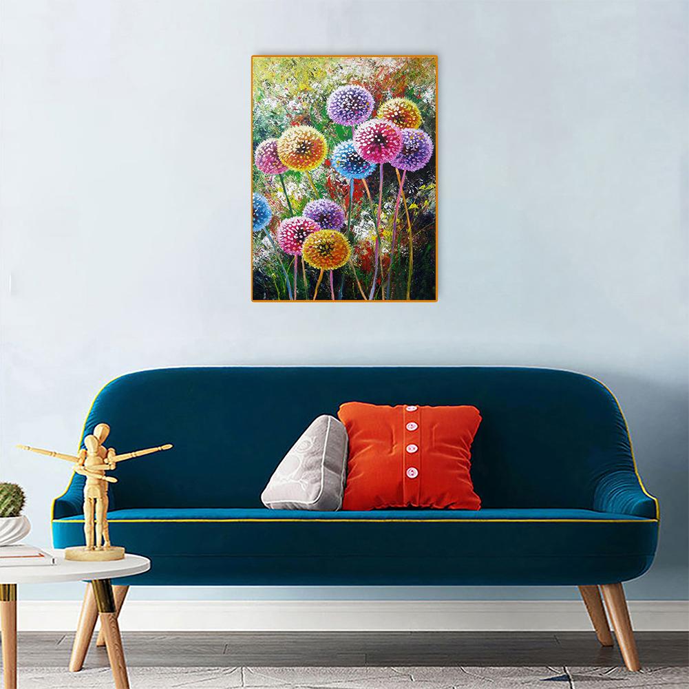 11CT Full Cross Stitch Colorful Dandelion Counted DIY Embroidery Kits Handmade Cotton Thread Needlework Wall Art Crafts Home Dec