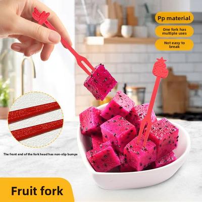 6/12/24/36 Stk. Kreative Haushalts-Obstgabeln Lebensmittelqualität Mini Tragbar Einweg-Plastikgabeln Spieße für Obst Kuchen Desserts