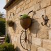 Metal Bike Wall Flower Pot with Brown Finish, Small Flower Holder for Fence Panels, Brick Walls, and Outdoor Wall Use at Home