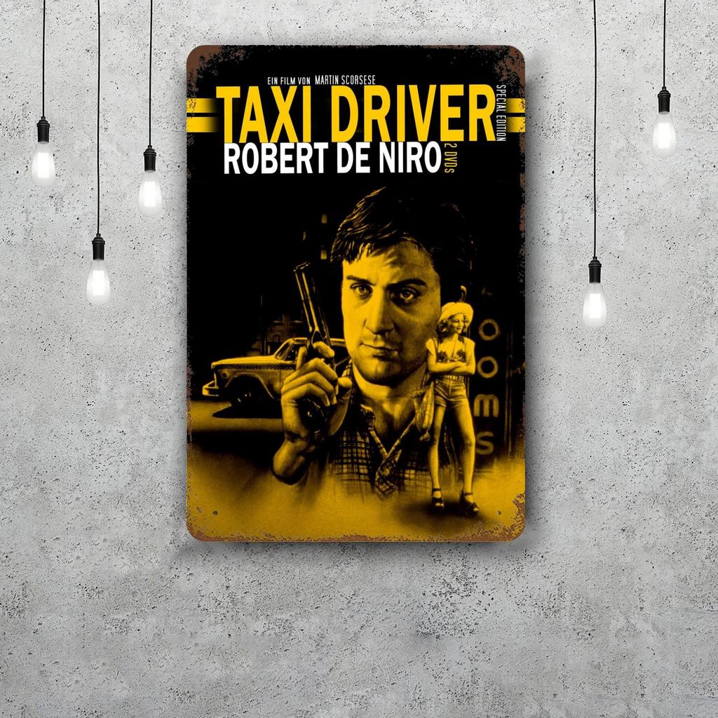 de niro taxi driver movie Retro Vintage Tin Sign Poster Decorative Plaque Metal Plate Wall Decor