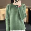 Women's Slim-Fit Color-Block Waffle Knit Wool Sweater - Stylish, Age-Reducing, Thickened Round Neck Base Layer Sweater, New Arrival