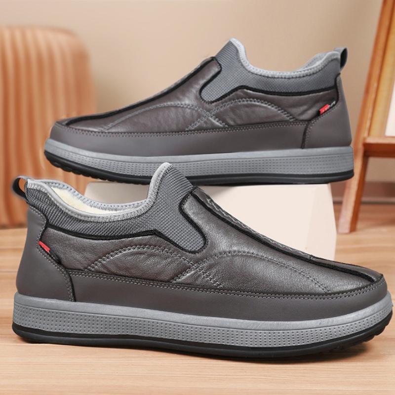 2025 Cotton Shoes Men's Winter Outdoor Casual Warm Slip-On Boots Plush Lined Comfortable Shoes Men Boots