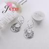 Cute Genuine 925 Sterling Silver Jewelry Set White AAA CZ Heart LOVE Pendant Necklace and Earrings Jewelry Sets For Women