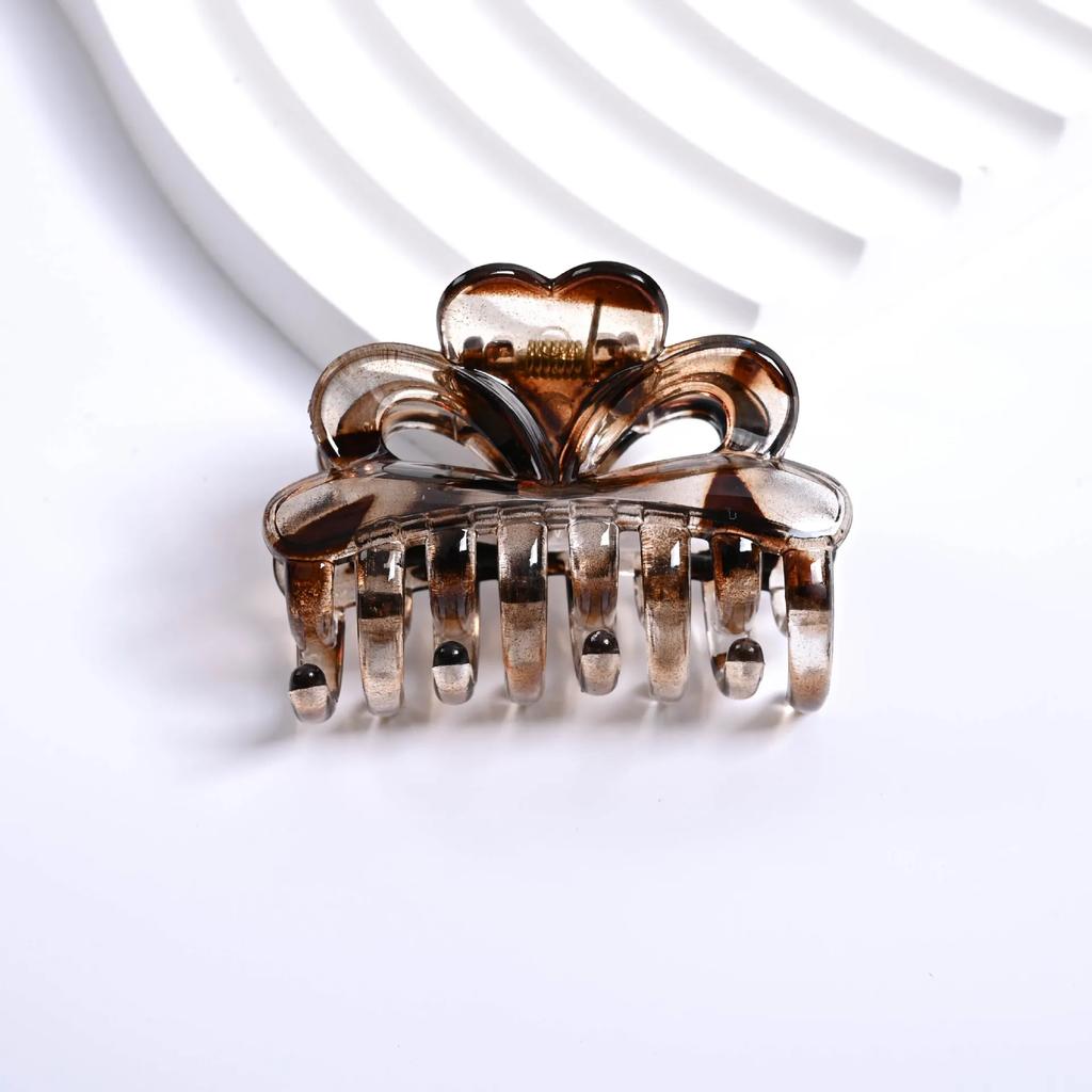 Medium Heart Claw Clip New Personality Elegant Multi-Color Transparent Hair Claw Half Up Hairstyle Accessory for Women 6pcs Set