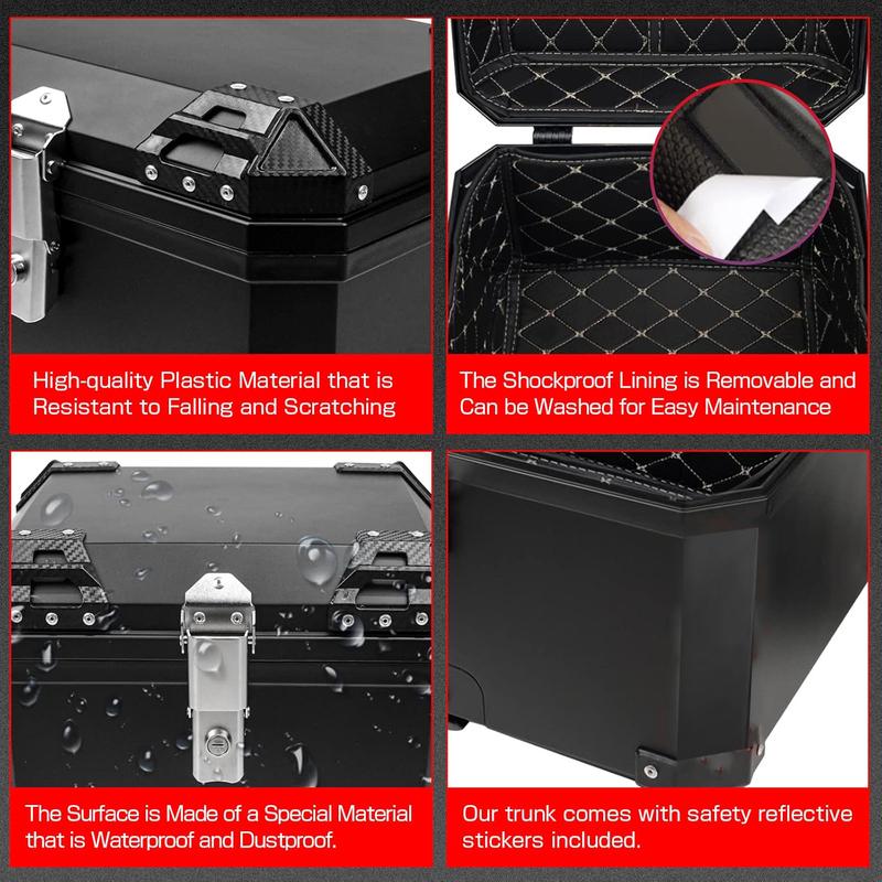 45L Universal Large Motorcycle Capacity Tail Box Lockable Luggage Helmet Box Design Waterproof Storage Carrier Rear Tour Box
