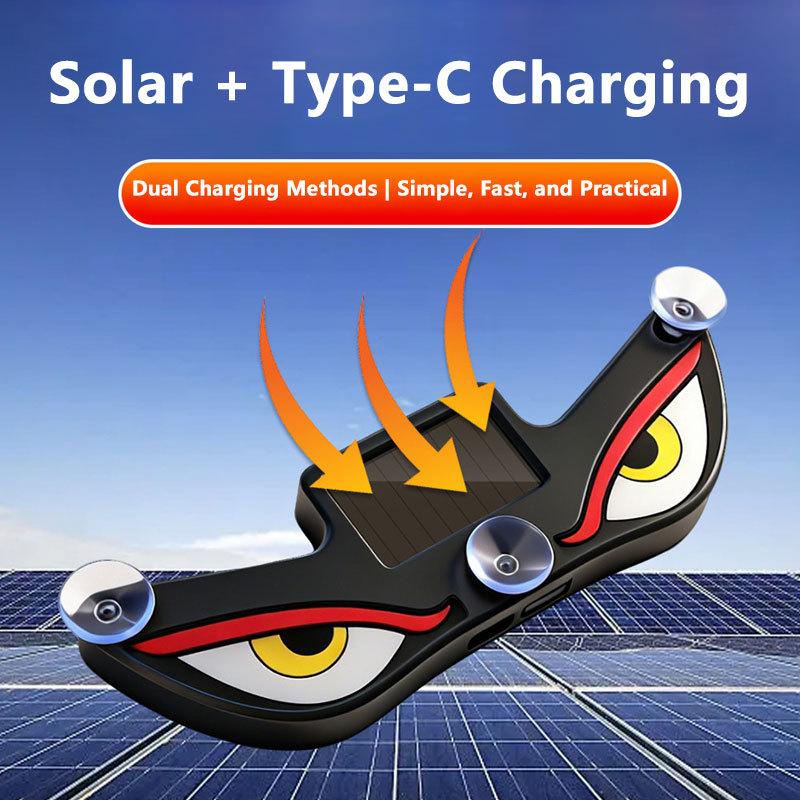 Car Devil Eye Solar Wireless Decorative Light LED Warning Light Triangle Window Rear Window Car Fun Atmosphere Light