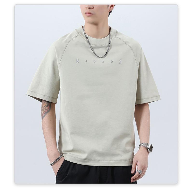 

New Summer High-density Knitted Loose Printed Men s T-shirt Short-sleeved 4XL