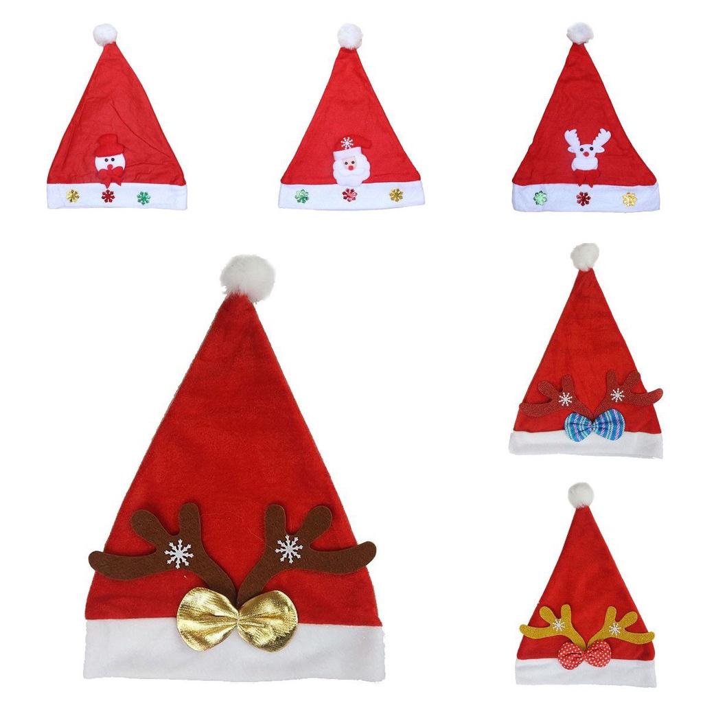 Bezaubernde weihnachtliche LED-Mütze für Erwachsene und Kinder mit Cartoon-Geweih und Samtfinish