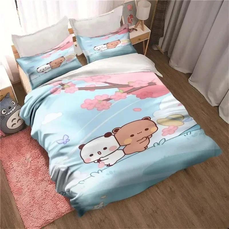 Bubu Dudu Cartoon Cute Bear Kawaii Christmas Gift Bedding Set Printed Set With Pillowcase Bed Duvet Cover Soft Bedclothes Home