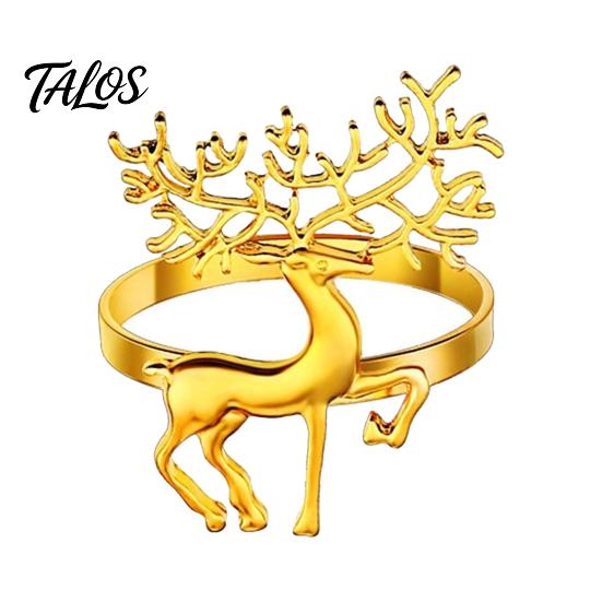 Festive Napkin Decor Christmas Deer Ring, Alloy Elk Holder, Holiday Metal Holders for Table Ring Winter Party Dining Decoration Rings Dinner