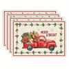4pcs Christmas Truck Themed Placemats, 12x18 Inch, Seasonal Holiday Polyester Table Mats, Machine Washable