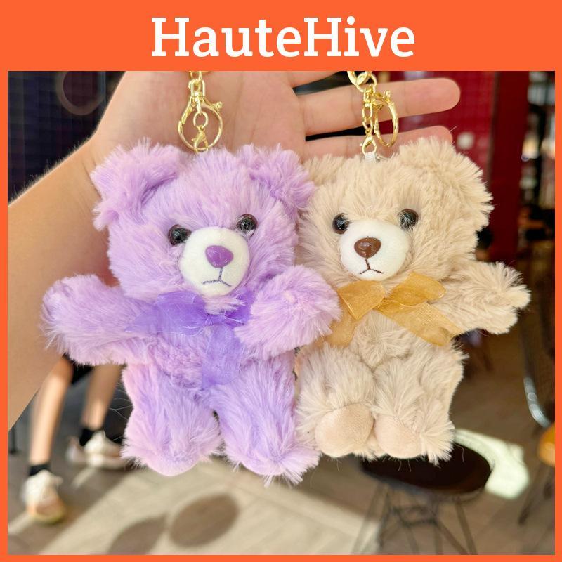 Cartoon Teddy Bear Plush Toy Bow Decoration Animal Doll Keychain Pendant Kid