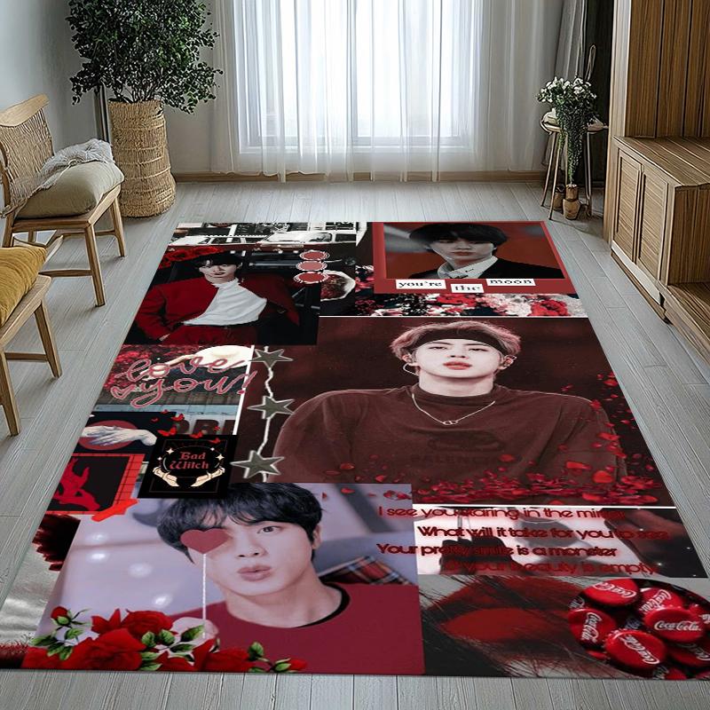Kim Seok Jin Kpop B-BTS Living Room Non-Slip Area Rug Soft Carpet for Bedroom Kids Playroom Sofa,Home Decor Doormat Gift
