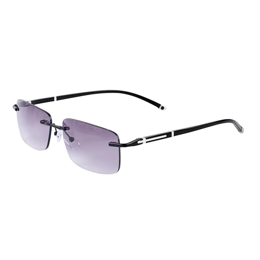Rimless Bifocal Reading [PLOPLO] Glasses/Sunglasses (Black, 2.5)