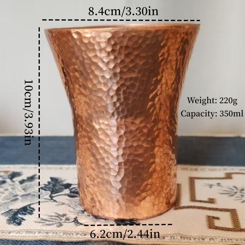 Vintage Copper Coffee Mug,Camping Beer Mug Portable Handcrafted Hammer Texture Beverage Juice Cups Drinking 350 ml Tea Cup 350ml