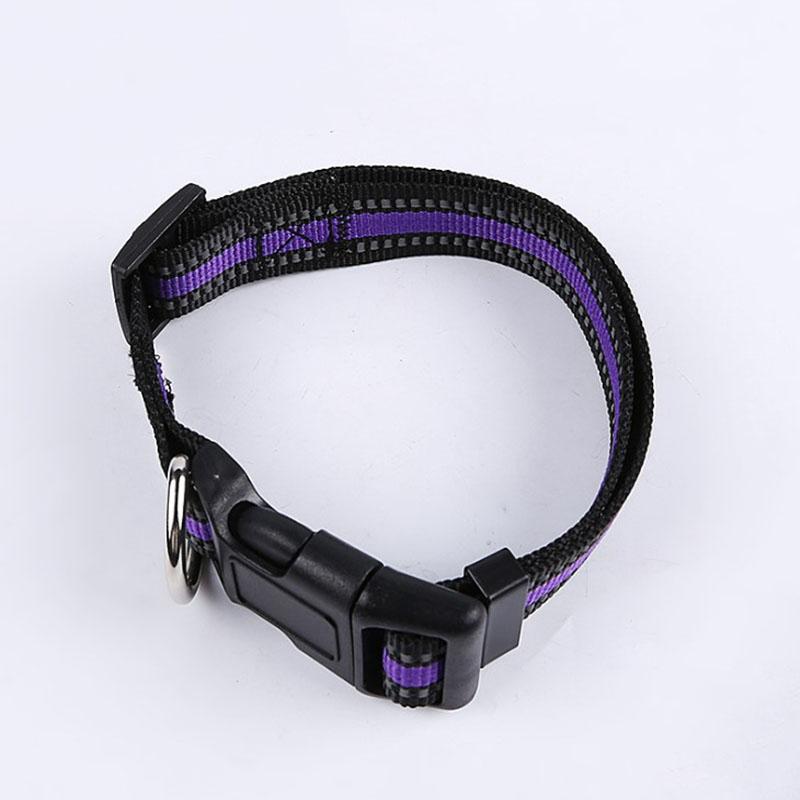 

Adjustable Durable Pet Collar Leash for Small Medium Large Dogs Cats Reflective Dog Collar Nylon Collar for Dog Cat Pet Supplies 1.5cm width фиолетовый