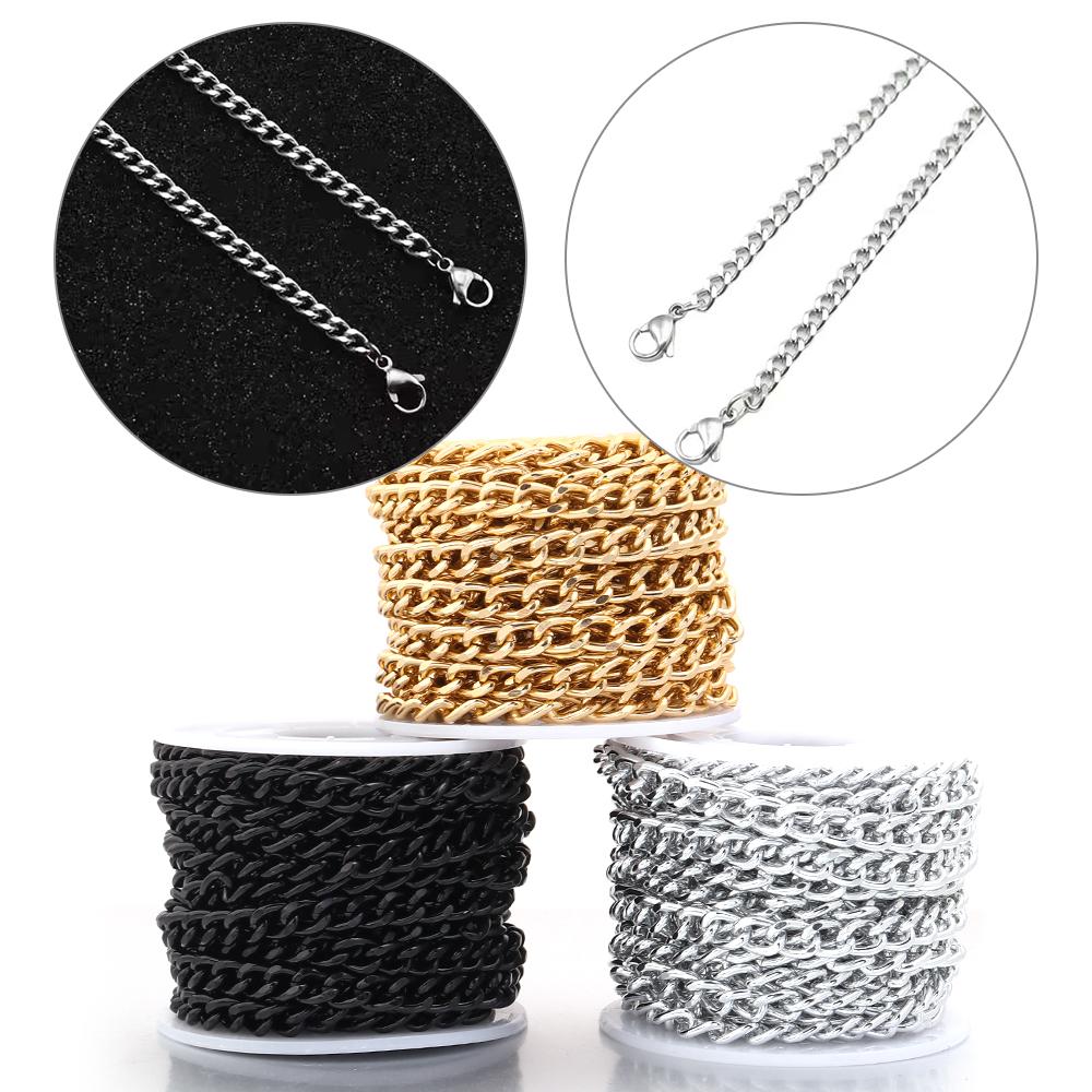 5Yards/Roll Aluminum Chains Metal O-Shaped Twist Link Chains For Jewelry Making DIY Necklace Bracelet Clothing Bag Accessories