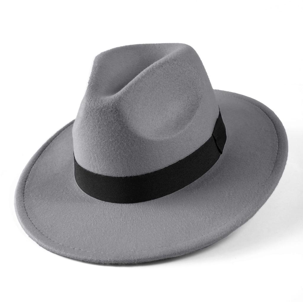 Autumn and winter woolen hat Shanghai beach retro black woolen hat gentleman's hat top hat British jazz hat