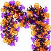 Halloween Decorations,80 IN Halloween Garland With Orange Pumpkin Black Spider Purple , Shiny Garland For Home Tree Indoor Outdoor Part
