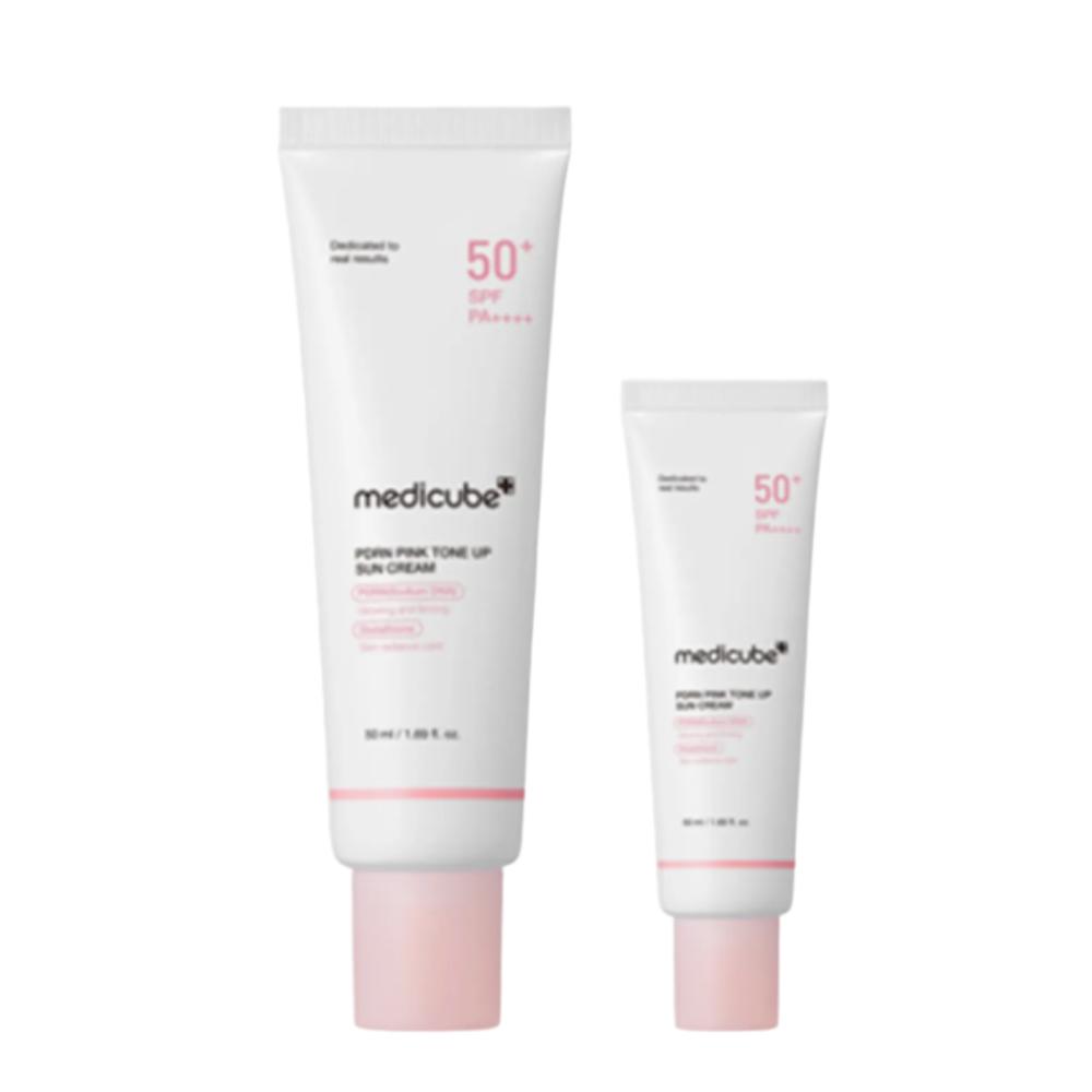 Medicube PDRN Pink Tone-Up Sun Cream SPF50+ PA++++ – Brightening UV Protector (50ml + 20ml)