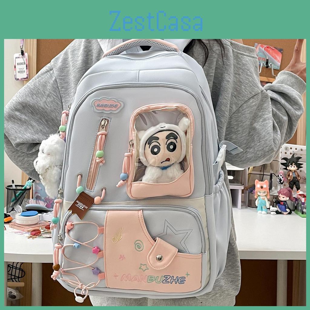 Lightweight Letter Pattern Nylon Travel Backpack For School And Outings Weekend