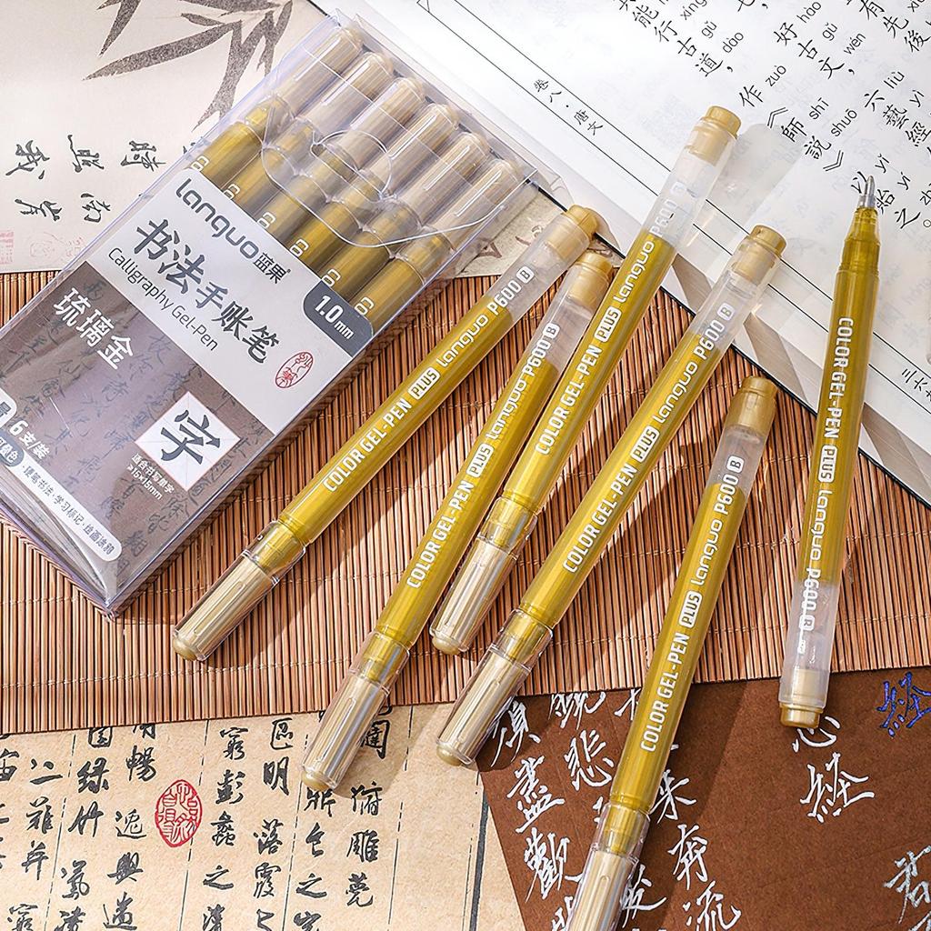 6 stk kalligrafi gel penner sett fet 1,0 mm kulepenn multi farge for skriving Tegning Maling Marker School