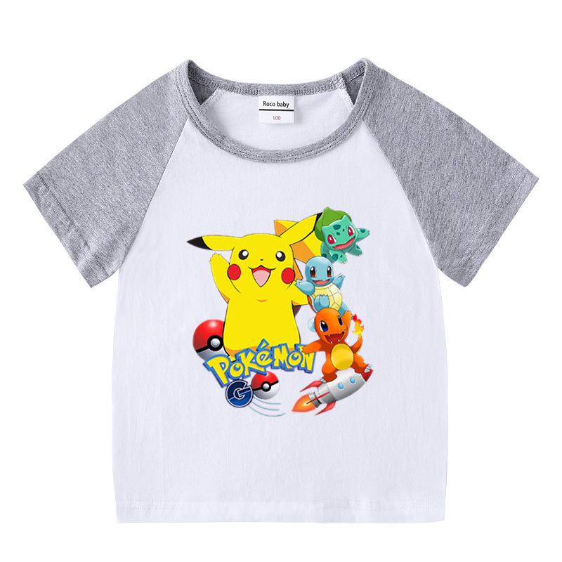Pikachu Kids' Summer 2023 Short Sleeve T-shirt & Shorts Two-Piece Set