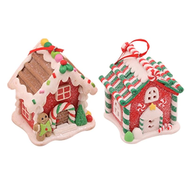 Adorable Christmas House Ornament Handmade Clay Realistic Christmas Hanging Pendants for Home Ornaments Holiday Decors