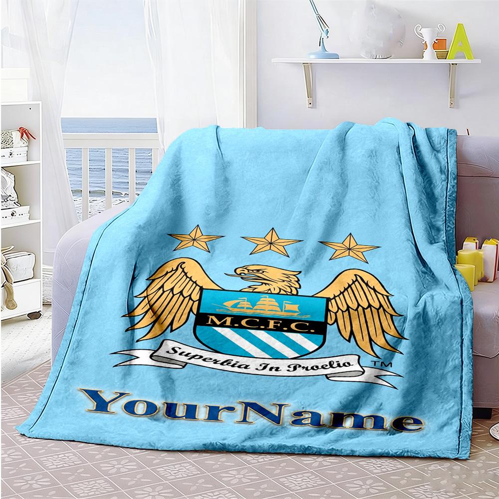 Manchester City Customize Your Name Blanket Multi-purpose Customizable Blanket Ultra-Soft Suitable for Chair Bedding Bed Nap for All Occasions