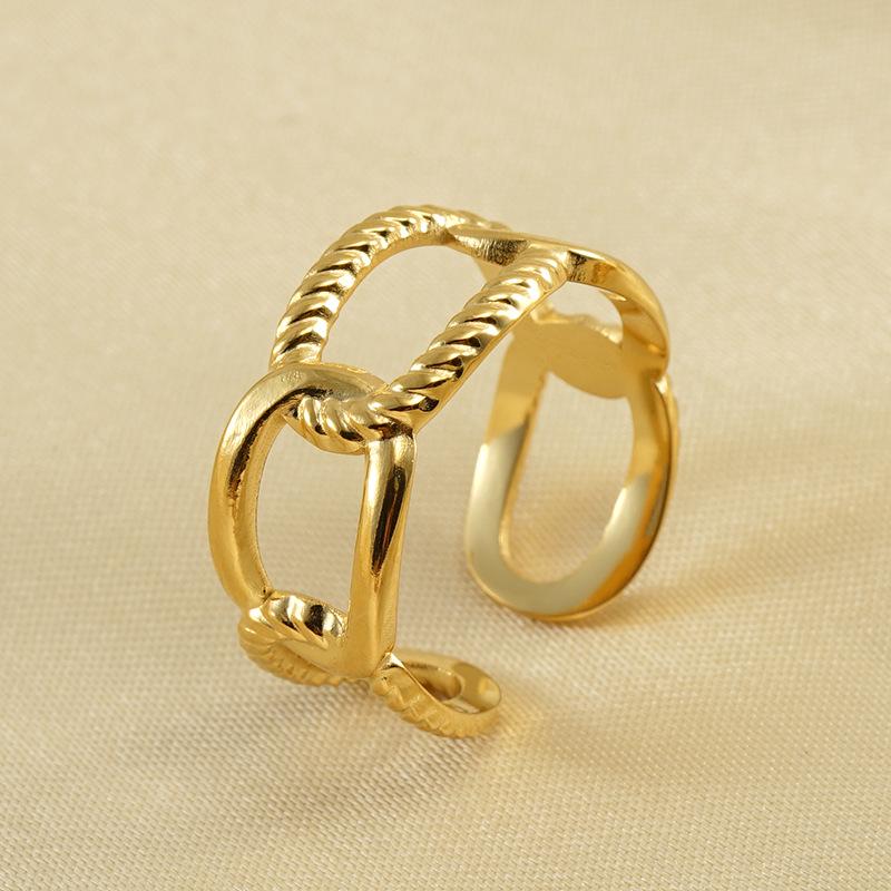 18k Gold Titanium Steel Adjustable Women's Ring - European & American Fashion, Cold Style.