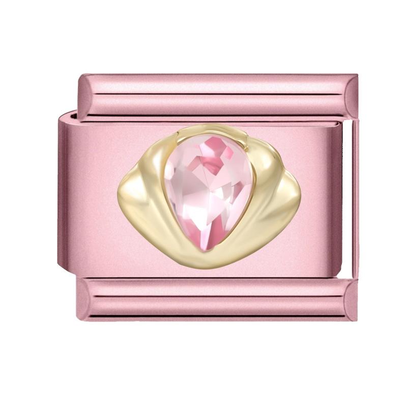 Fashion Pink Dreamy Crystal Butterfly Bow Heart Star Shell Star Charm Fit 9mm Stainless Steel Bracelet Women DIY Making Jewelry