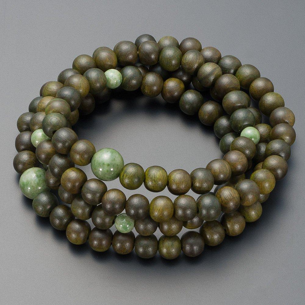 Buddhist Altar Shop Takita Shoten Specially Selected Bracelet Prayer Beads 108 Beads Green Sandalwood of Dokzan Beads Honshiki Prayer Beads Mala Bead