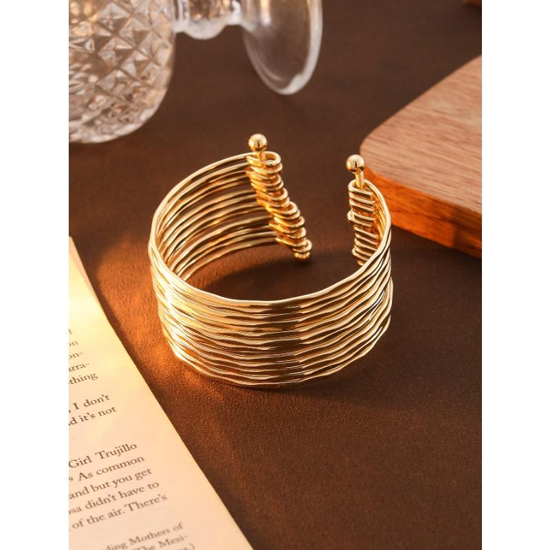 Multi-layer Corrugated C-shaped Opening Bracelet Cool Hip-hop Bracelet Cold Style Bracelet