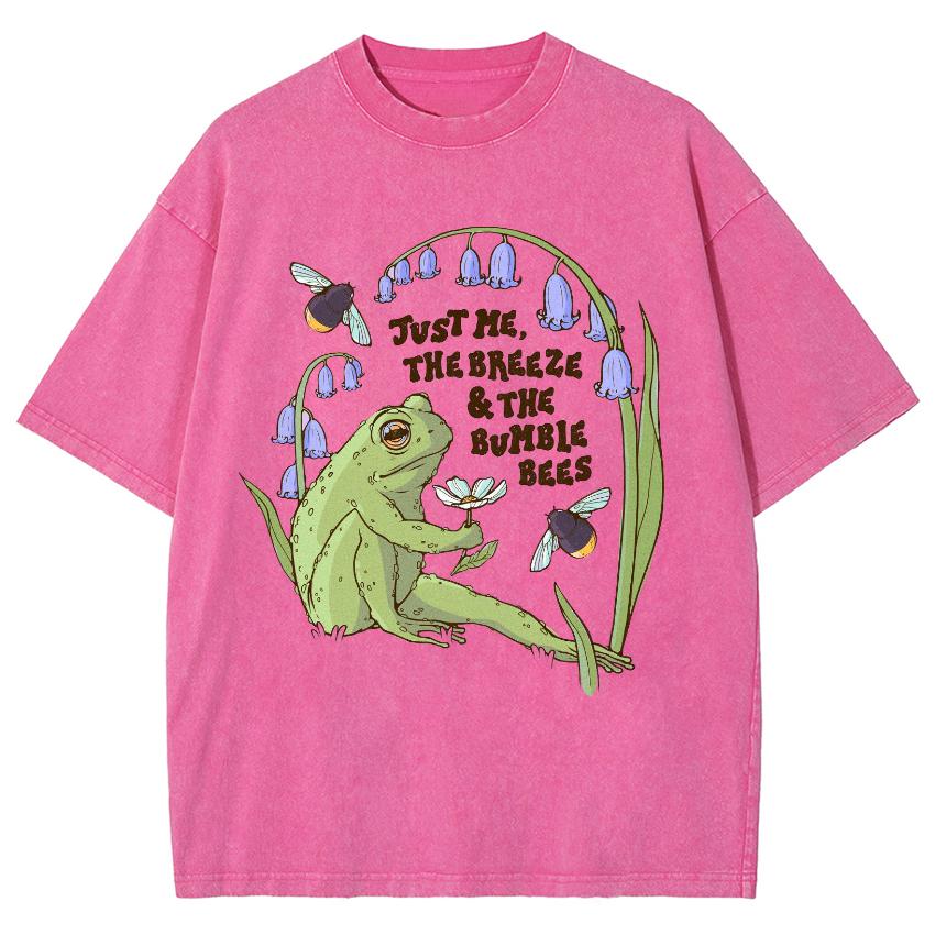 Frog Print Women T-Shirt Wash Cotton Oversized Tees Fashion Design Funny Short Sleeve Summer Comfortable Pullover