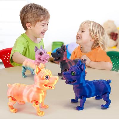 3D Printed Dog Figurine Movable Joints Simulation Pit Bull Figure Articulated Animal Model Toy