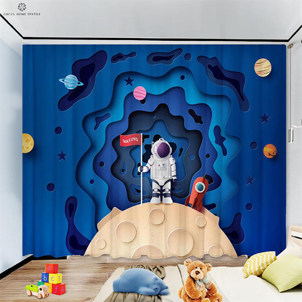 Cartoon Blackout Curtain for Children's Room, Heat Insulation, Living Room, Study, Balcony, 2Pcs, High Quality
