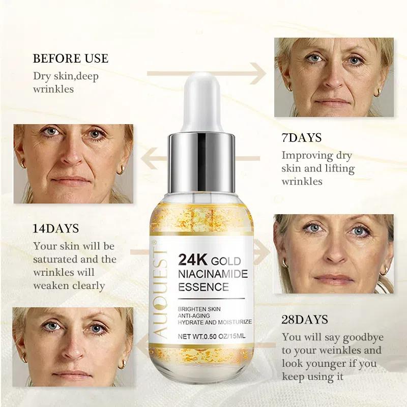 24k Gold Essence Gold Serum Tights Pores, Locks In Water And Moisturizes