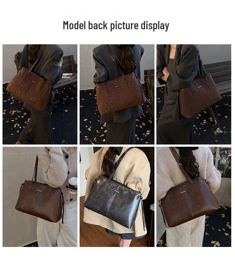 Women's Large-Capacity Retro Tote Bag - Versatile, Casual, Single Shoulder, Underarm Design for Autumn & Winter 2025 Work Commute.