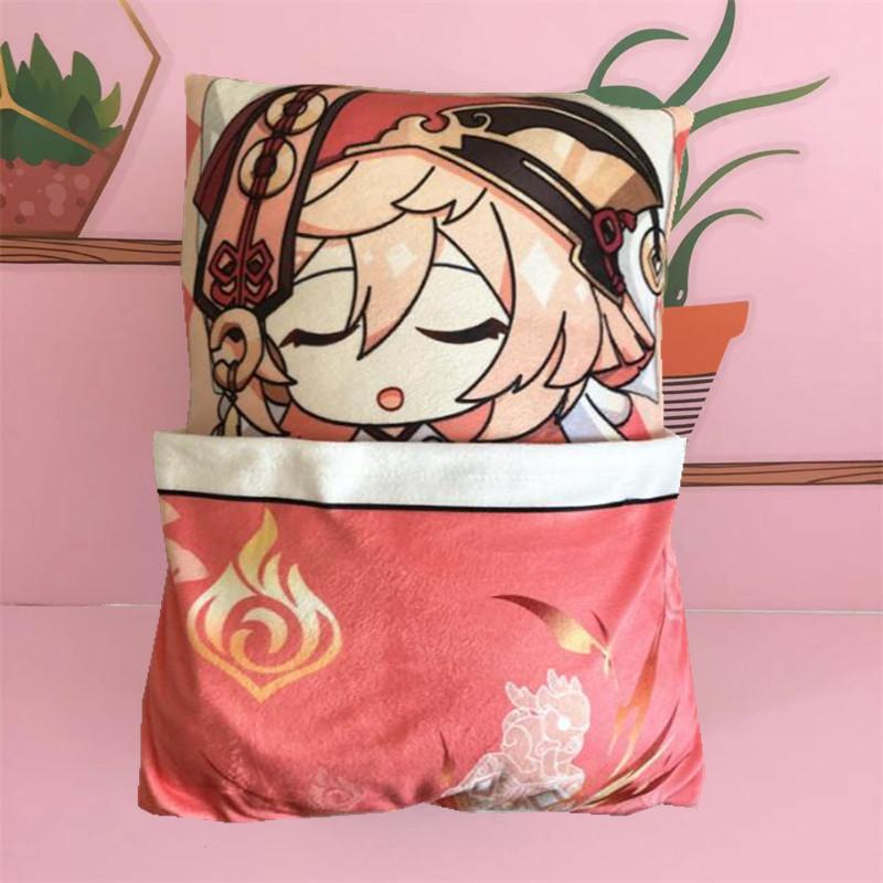 36cm Genshin Impact Quadratisches Kissen Kamisato Ayato Kazuha Shikanoin Heizou Yae Miko Spiel Anime Schlafendes Stofftier Kissen Puppe Spielzeug