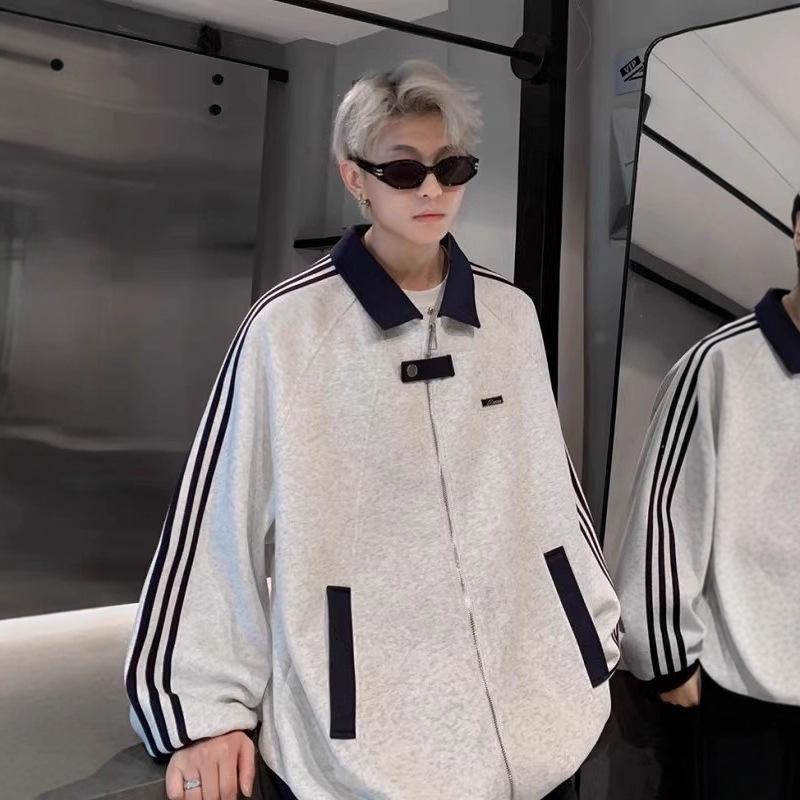 Men's American Patchwork Jacket - Autumn Trendy, Versatile College Style, Handsomely Rebellious Striped Baseball Coat