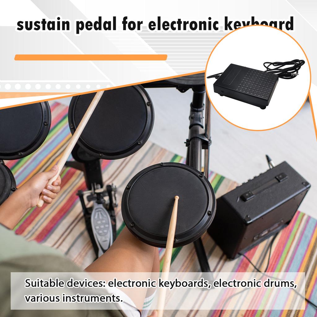Metal Sustain Pedal Electronic Piano Pedal with 1.7M Cable and 3.5mm Plug for Electronic Keyboards Piano Accessories