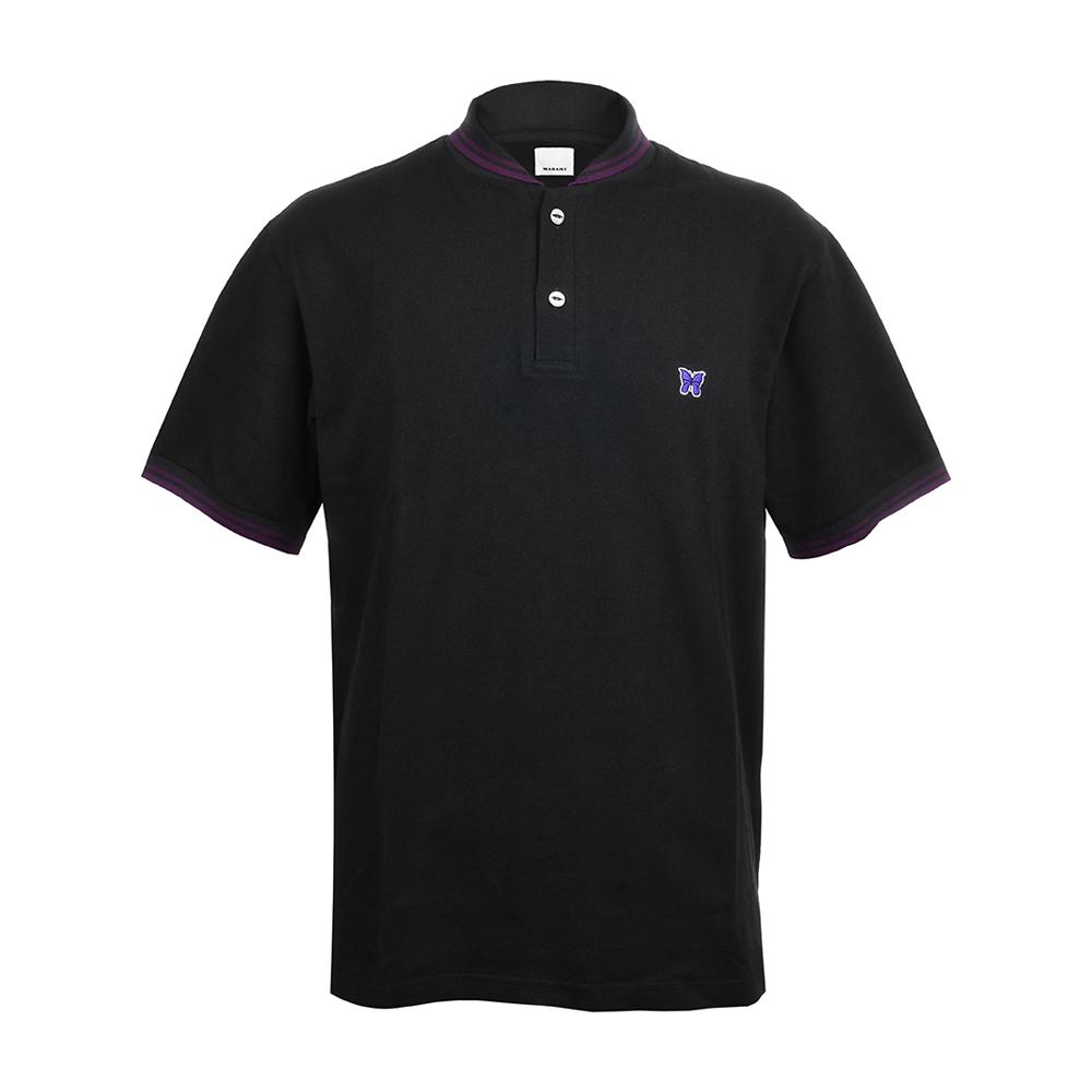 

NeedleS Short Collar Polo Men S Short Sleeve Tee Qv354 C blaCk QV354 C-Black (XL)