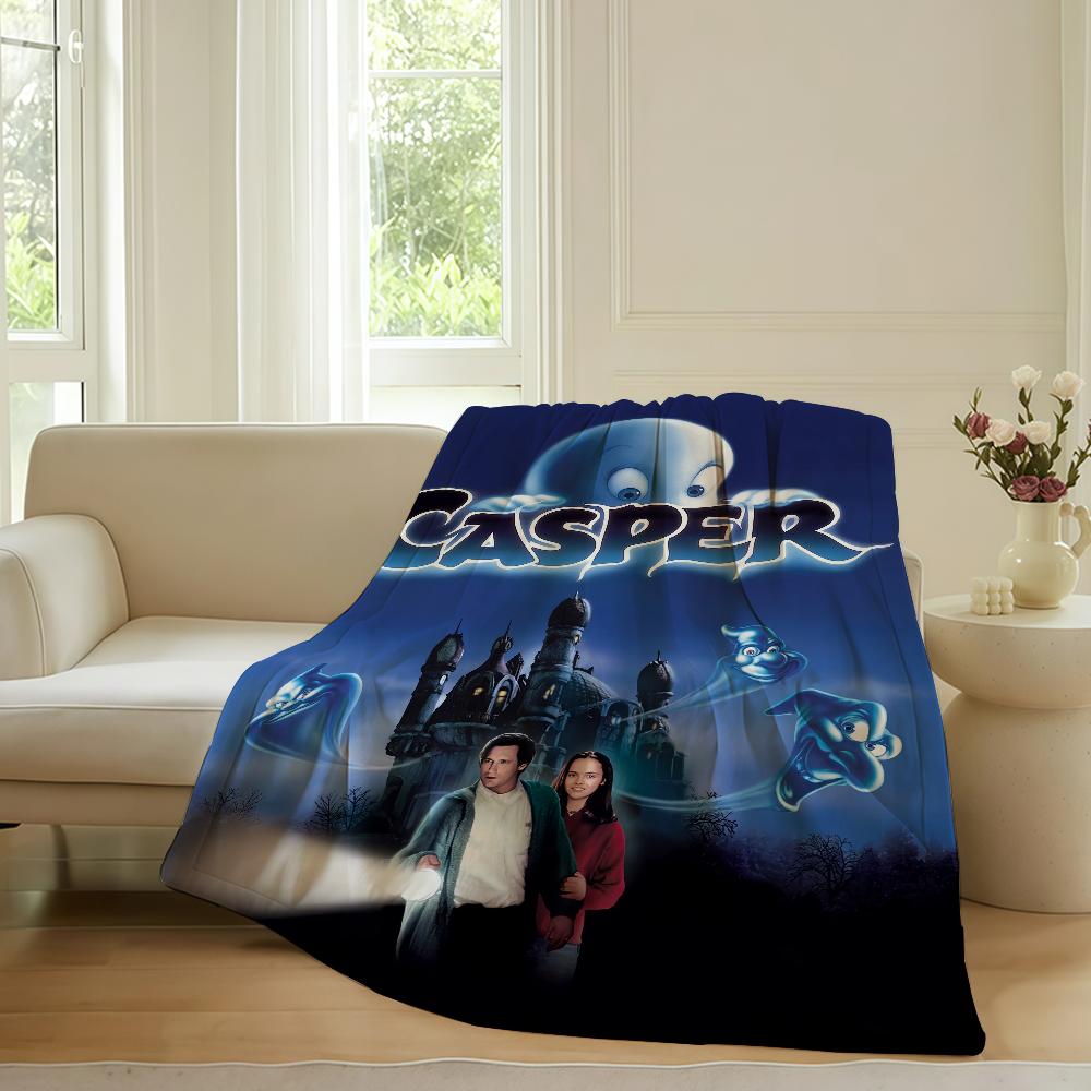 

CARTOON C-Casper-R the Friendly Ghost Blanket For Sofa Office Bed Plane Travel Sleep Read Relax Camping Soft And Warm 80x60in