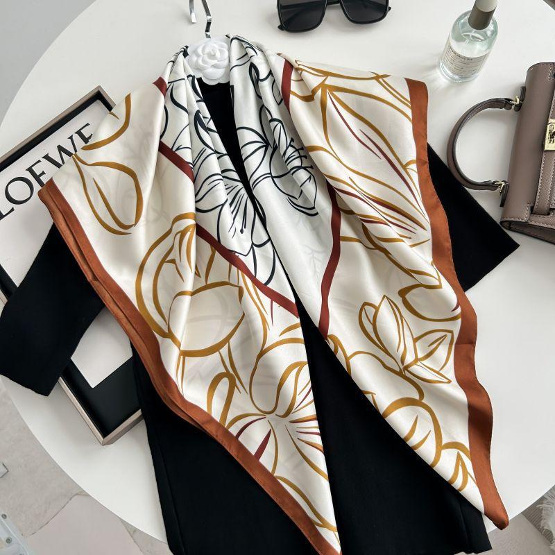 

90 см новый модный уличный универсальный платок для осени и зимы простой большой квадратный шарф искусственный шелковый шарф для женщин 90*90cm