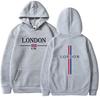 Men's Autumn and Winter Casual Sporty Pullover with the British Flag and the Word "London" Printed, Harajuku Fashionable Hoodie