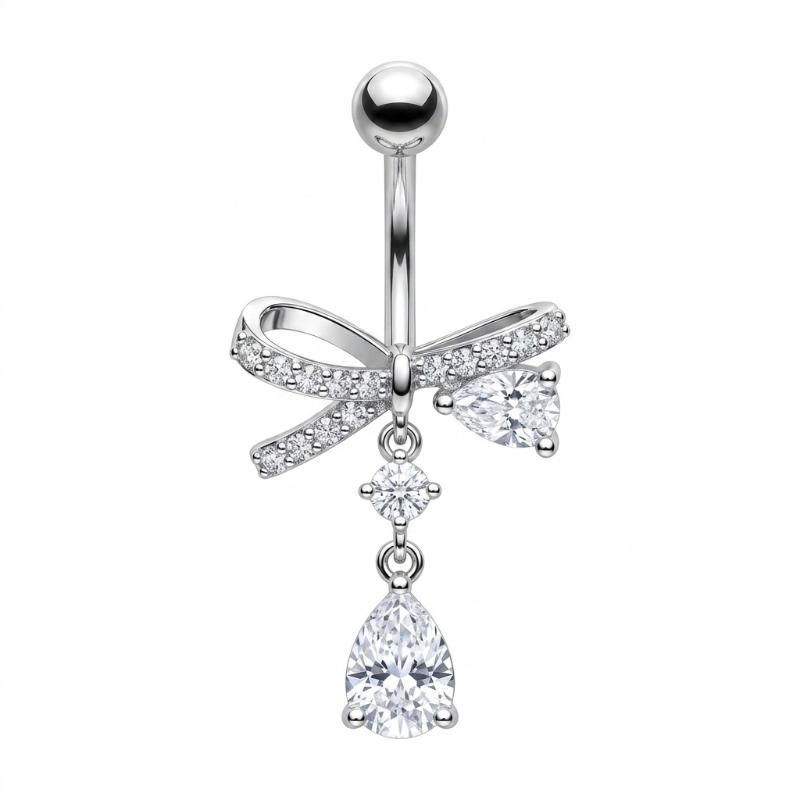 Belly Button Piercing Heart Ring Stainless Steel Copper Anti-Allergy Navel Jewelry for Summer Beach Swimming Accessories