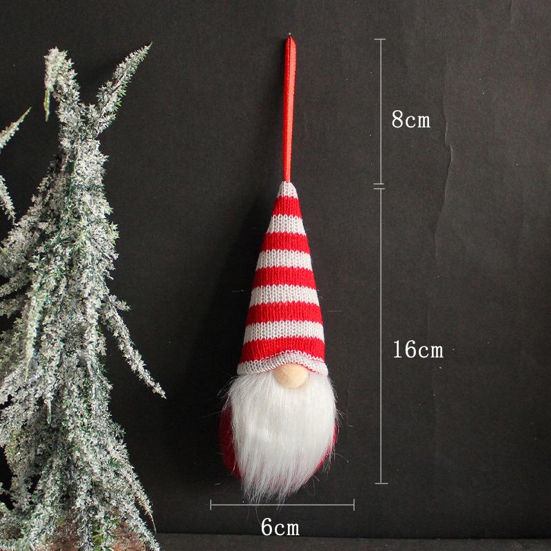 

Вязаный шерстяной рождественский гном-подвеска - маленькая безликая кукла для украшения елки